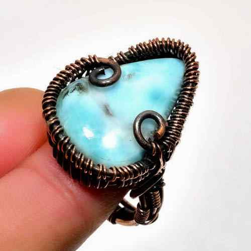 Ocean’s Serenity – Larimar Copper Ring