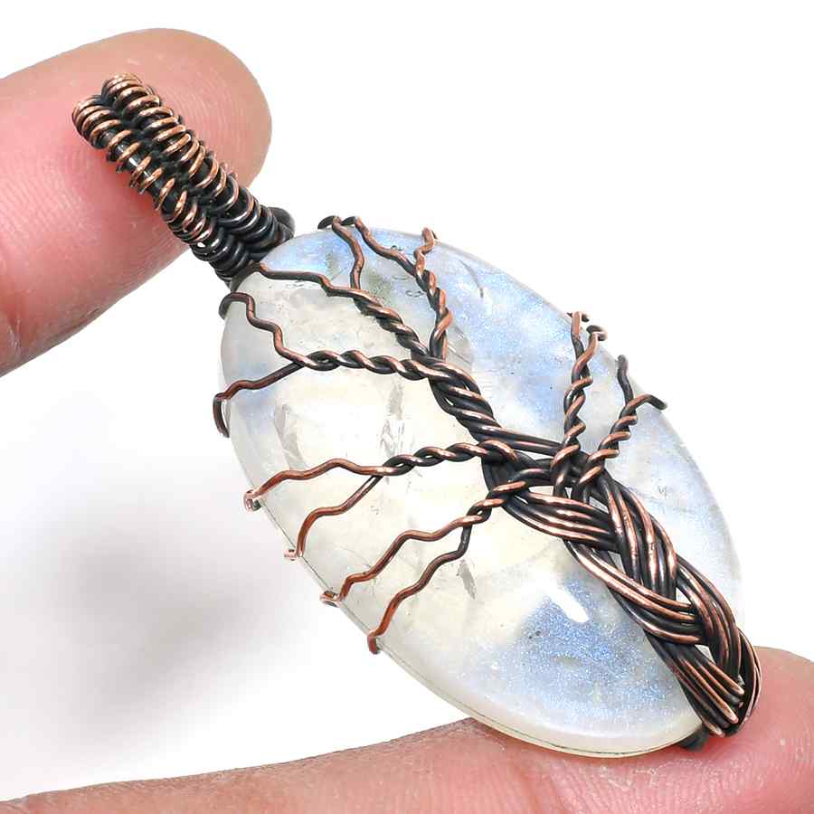 Moonlit Muse – Antique Copper Moonstone Pendant