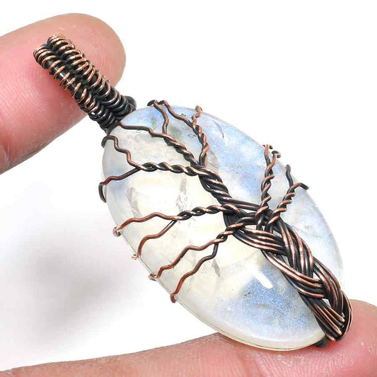 Moonlit Muse – Antique Copper Moonstone Pendant