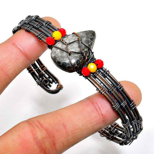 Solar Ember – Hand-Wrapped Gemstone Bracelet