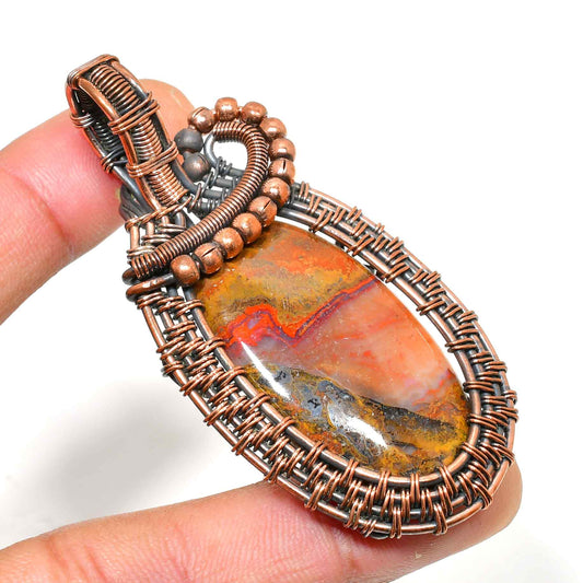 Terra’s Embrace – Agate & Copper Pendant