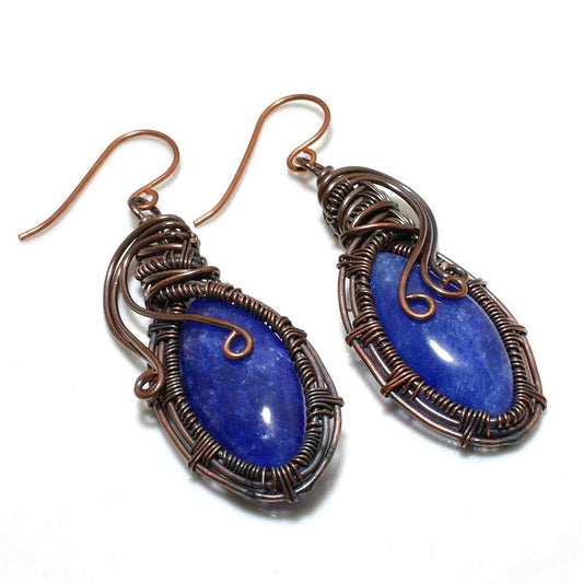 Geminus Elegance – Lapis Lazuli Copper Earrings
