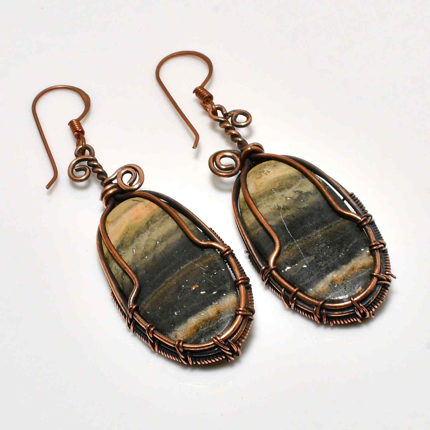 Terra’s Harmony – Jasper & Copper Wrap Earrings