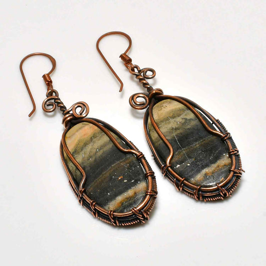 Terra’s Harmony – Jasper & Copper Wrap Earrings