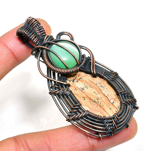 Gaia’s Embrace – Earthstone & Copper Pendant
