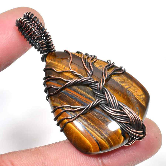 Tiger’s Embrace – Oxidized Copper Tiger’s Eye Pendant