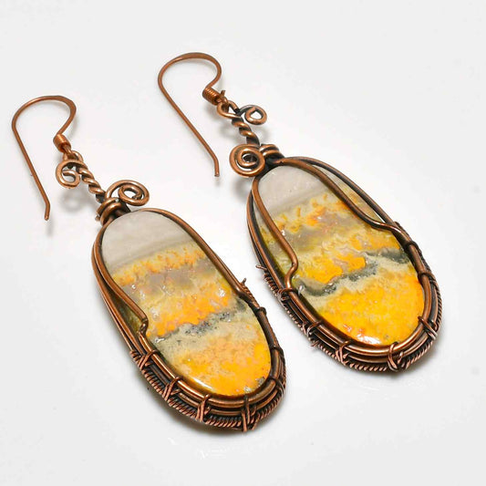Sunlit Harmony – Yellow Jasper Copper Earrings