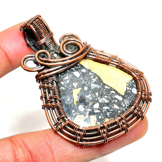 Solar Eclipse – Black & Gold Copper Pendant
