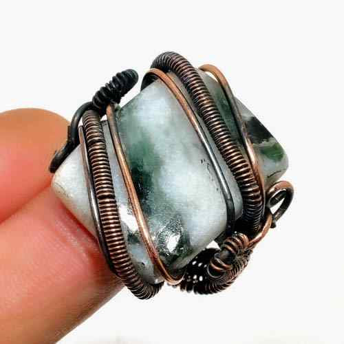Verdant Harmony – Green Jade Copper Ring
