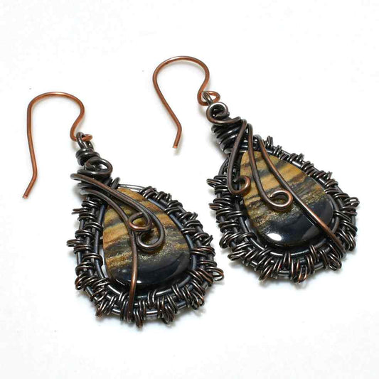 Earth’s Embrace – Copper-Wrapped Agate Earrings