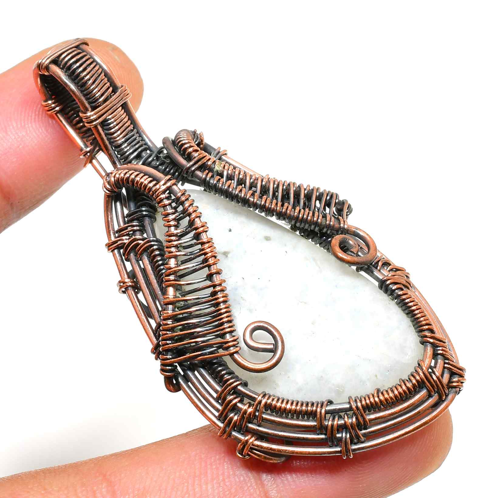 Celestial Harmony – Copper-Wrapped Serenity Pendant