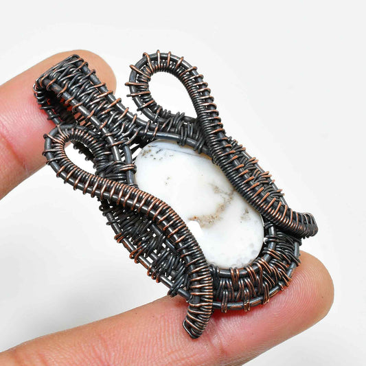 Serenity Wrap – Oxidized White Stone Pendant