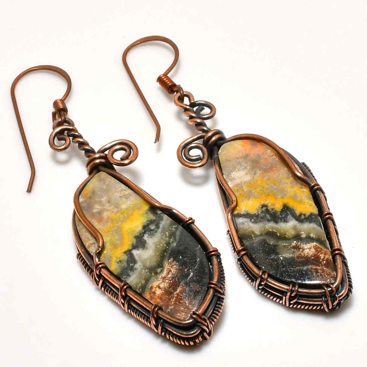 Ember’s Whisper – Agate & Oxidized Copper Earrings