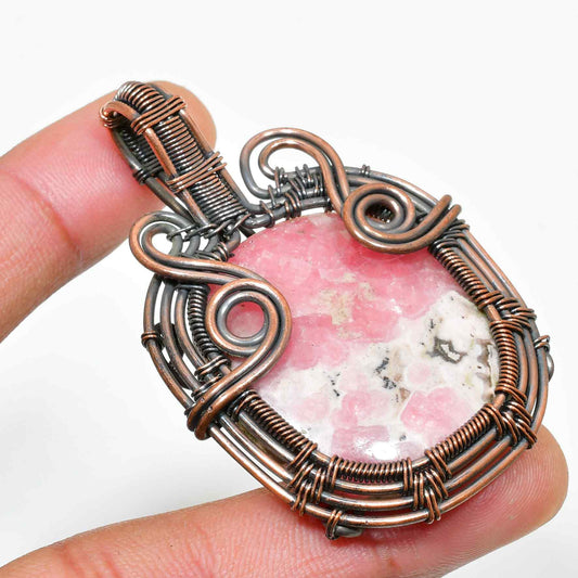 Heart’s Harmony – Rhodonite Copper Pendant