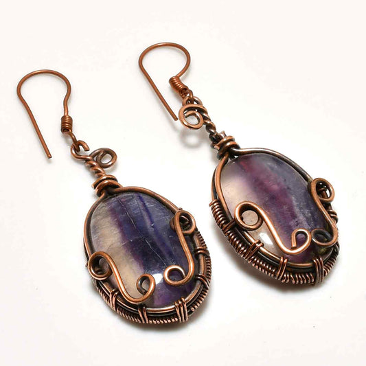 Selene’s Dance – Oxidized Copper & Amethyst Earrings