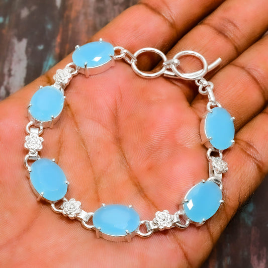 Serenity’s Bloom – Aquamarine & Silver Floral Bracelet