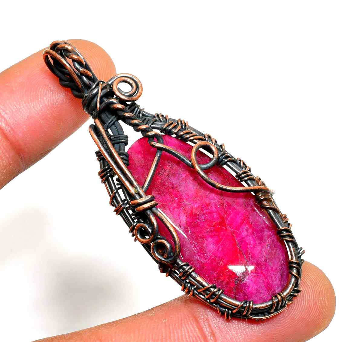 Radiant Ember – Ruby & Copper Pendant