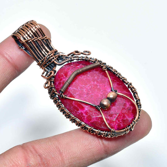 Crimson Courage – Ruby & Copper Pendant