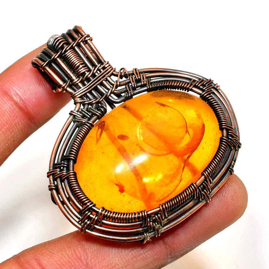 Elara’s Ember – Amber Copper Pendant
