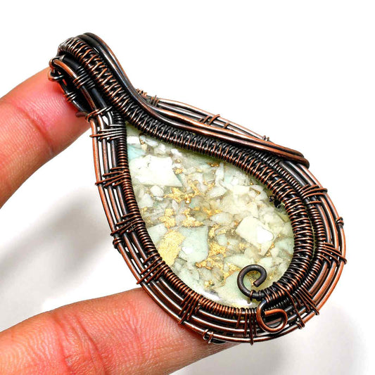 Earthbound Harmony – Natural Stone Copper Pendant