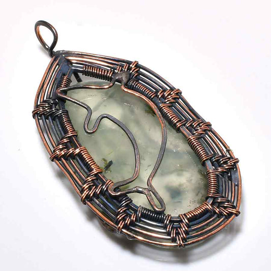 Gaia’s Embrace – Copper-Wrapped Green Crystal Pendant