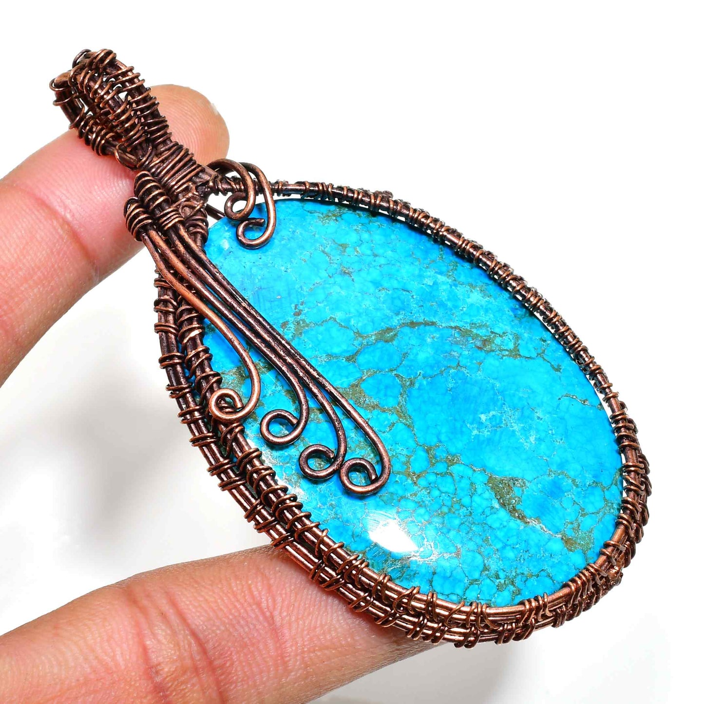 Aqua Serenity – Turquoise Copper Wire Pendant
