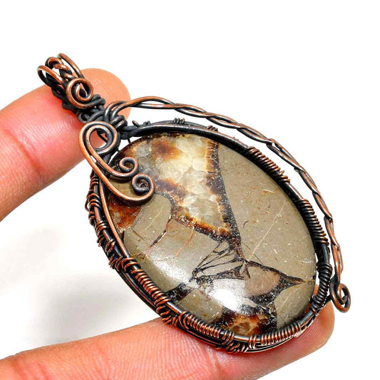 Gaia’s Embrace – Oxidized Copper Earthstone Pendant