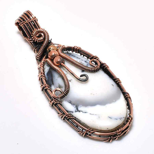 Serenity’s Embrace – White Agate Copper Pendant