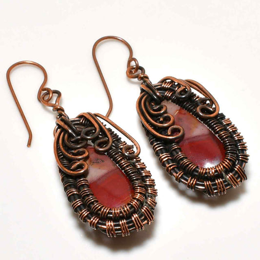 Scarlet Roots – Red Jasper & Copper Earrings