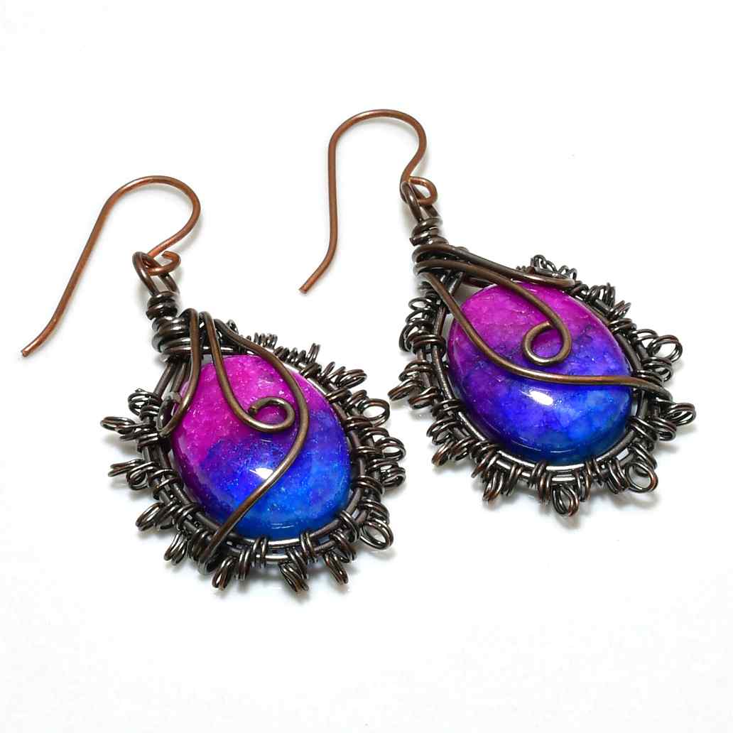 Aurora’s Embrace – Copper Gradient Stone Earrings