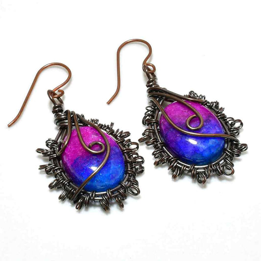 Aurora’s Embrace – Copper Gradient Stone Earrings