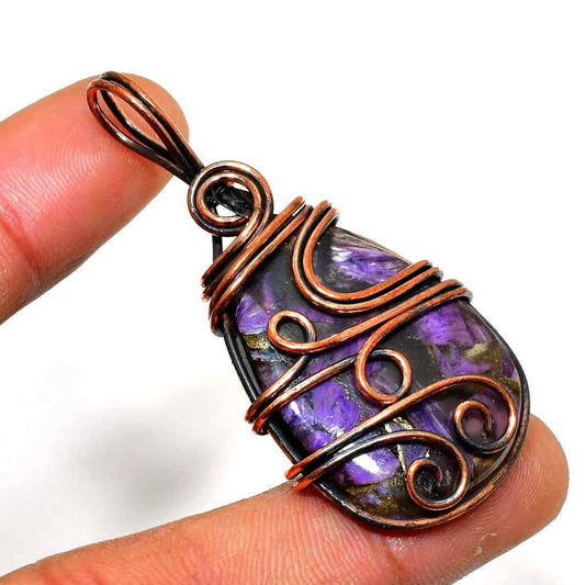 Ezra’s Veil – Amethyst & Oxidized Copper Pendant
