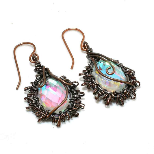 Aurora Rose – Iridescent Crystal Copper Earrings