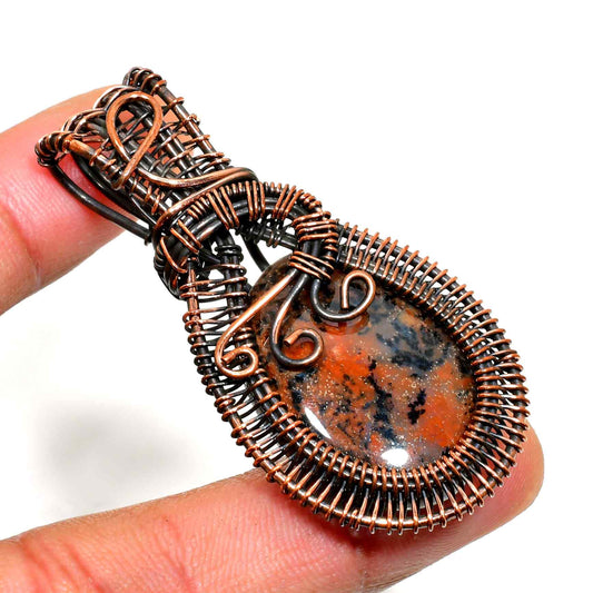 Flame’s Embrace – Red Jasper & Copper Pendant
