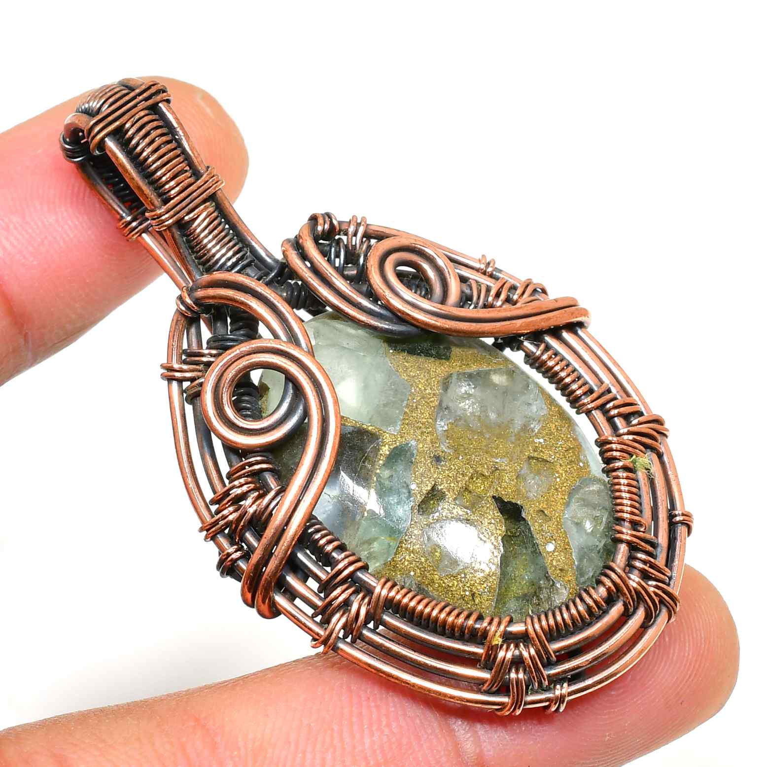 Earth’s Harmony – Copper-Wrapped Natural Stone Pendant
