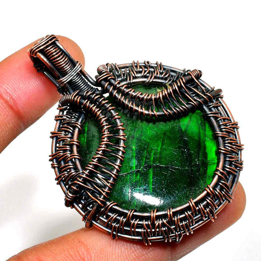 Verdant Harmony – Oxidized Copper Emerald Pendant