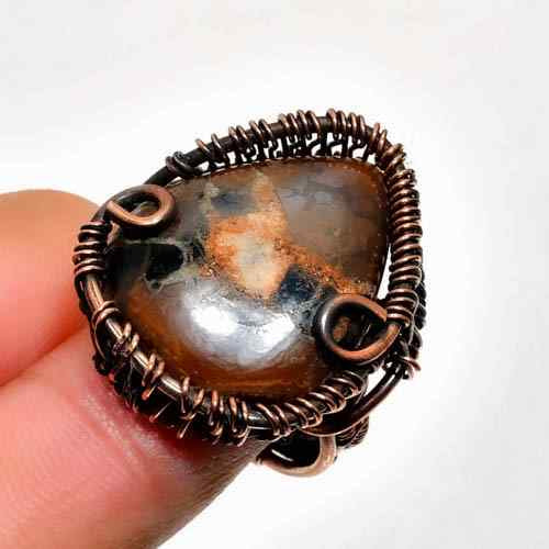 Midnight Anchor – Black Agate Copper Ring