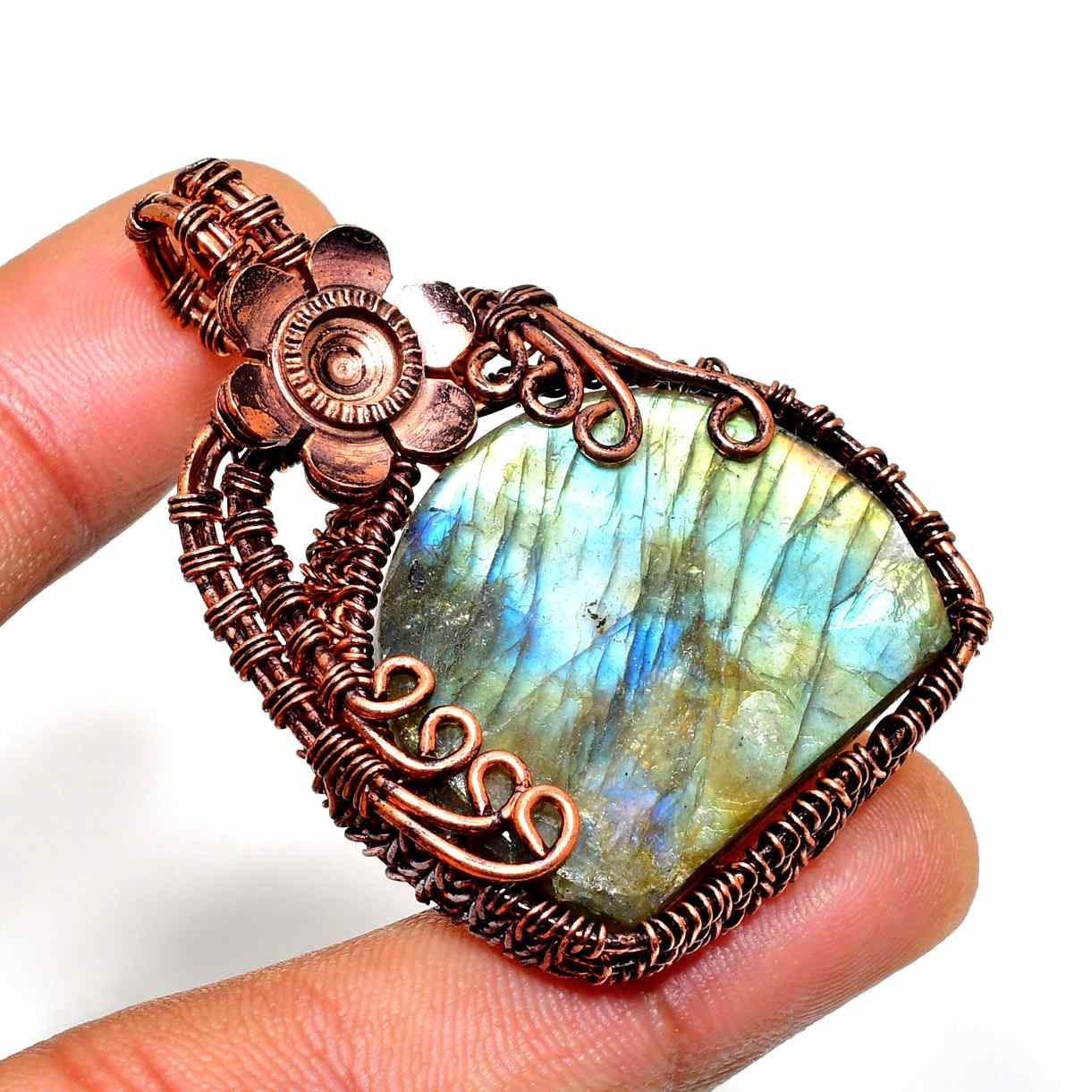 Luna’s Light – Labradorite & Copper Pendant