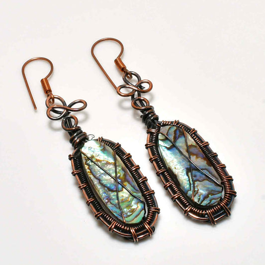 Ocean’s Whisper – Abalone Copper Earrings