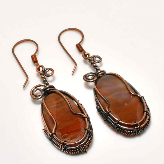 Courageous Ember – Carnelian Copper Earrings