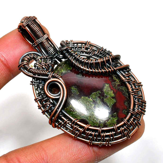 Serene Guardian – Bloodstone Copper Pendant