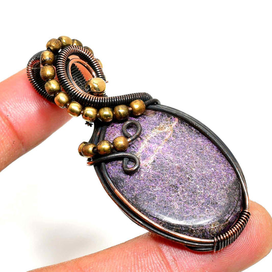 Ezra’s Veil – Amethyst & Oxidized Copper Pendant