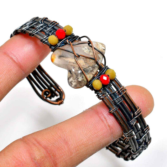 Gaia’s Embrace – Oxidized Copper Stone Bracelet
