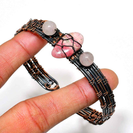 Harmony’s Embrace – Rhodonite & Rose Quartz Copper Bracelet