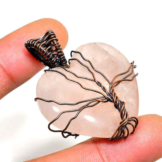 Serenity’s Heart – Rose Quartz & Copper Pendant