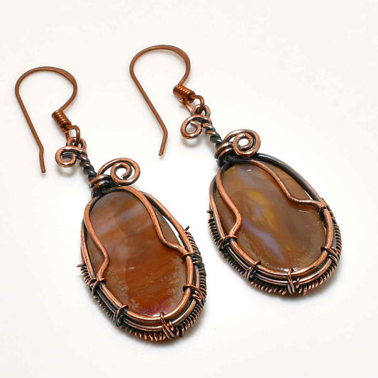 Gaia’s Balance – Agate & Oxidized Copper Earrings