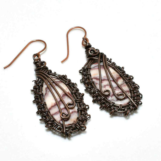 Graceful Strands – Antique Bronze Gemstone Earrings