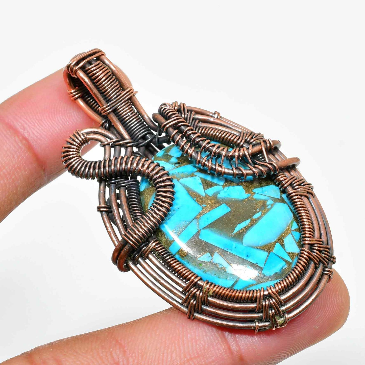 Serenity’s Embrace – Turquoise Copper Pendant