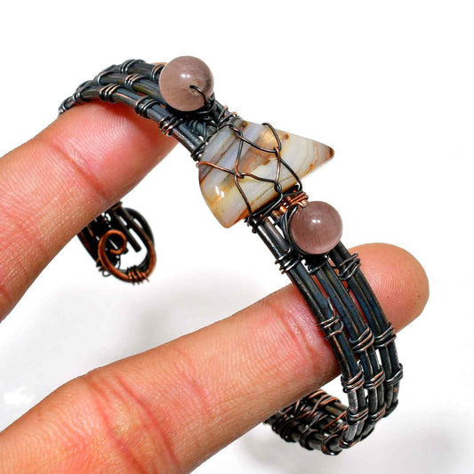 Earth’s Embrace – Oxidized Copper Agate Bracelet