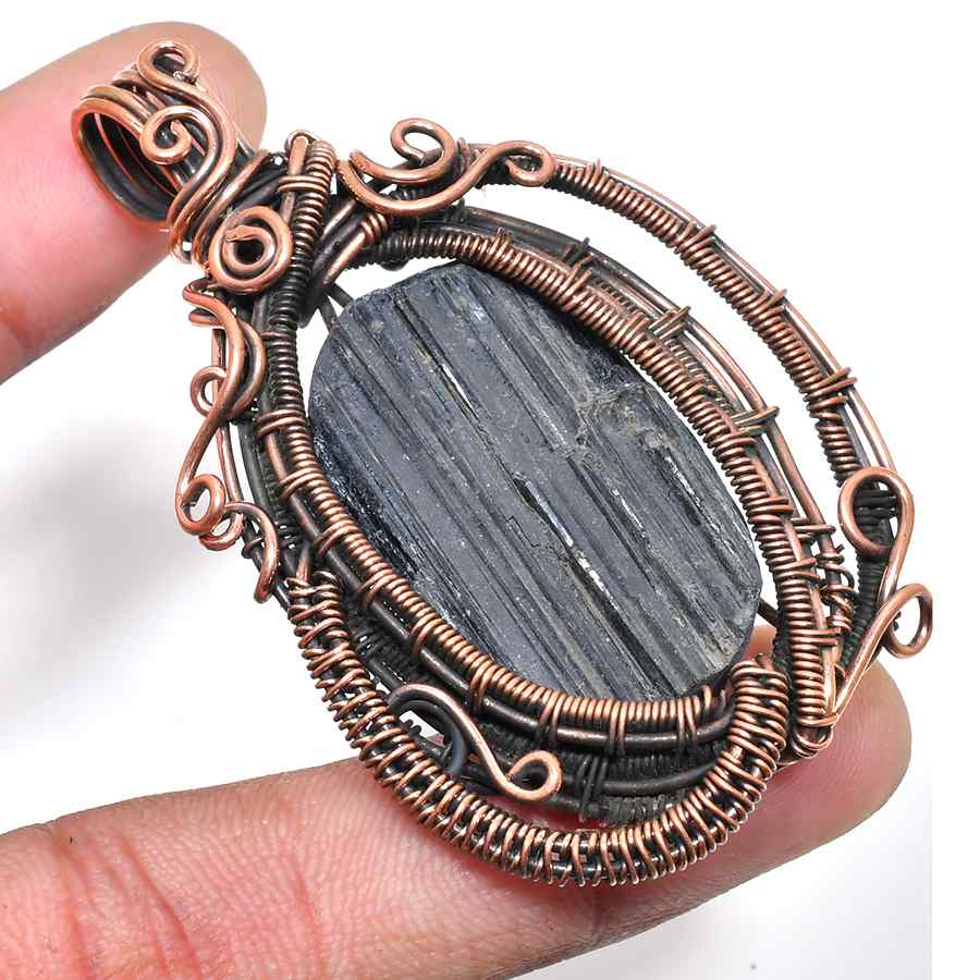 Guardian’s Embrace – Copper-Wrapped Black Tourmaline Pendant
